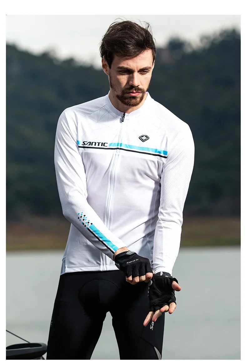 Santic Bike Jersey Cycling Clothing Long Sleeves Men MTB Cycle Jersey UV Sun Protection Cycling Pro Downhill Bycicle GYM Clothes (10)