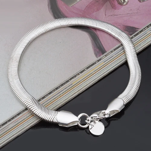 24Pcs Unisex Trendy Toggle-clasps Shinny Silver Plated 6m Snake Chain Bracelet Bangle | Украшения и аксессуары