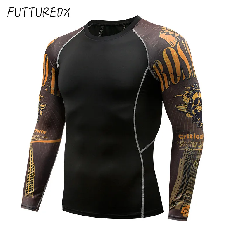 High stretch 2018 men's T-shirt MMA skull long-sleeved T-shirt men's compression shirt fitness bodybuilding sportswear suit High stretch 2018 men's T-shirt MMA skull long-sleeved T-shirt men's compression shirt fitness bodybuilding sportswear suit