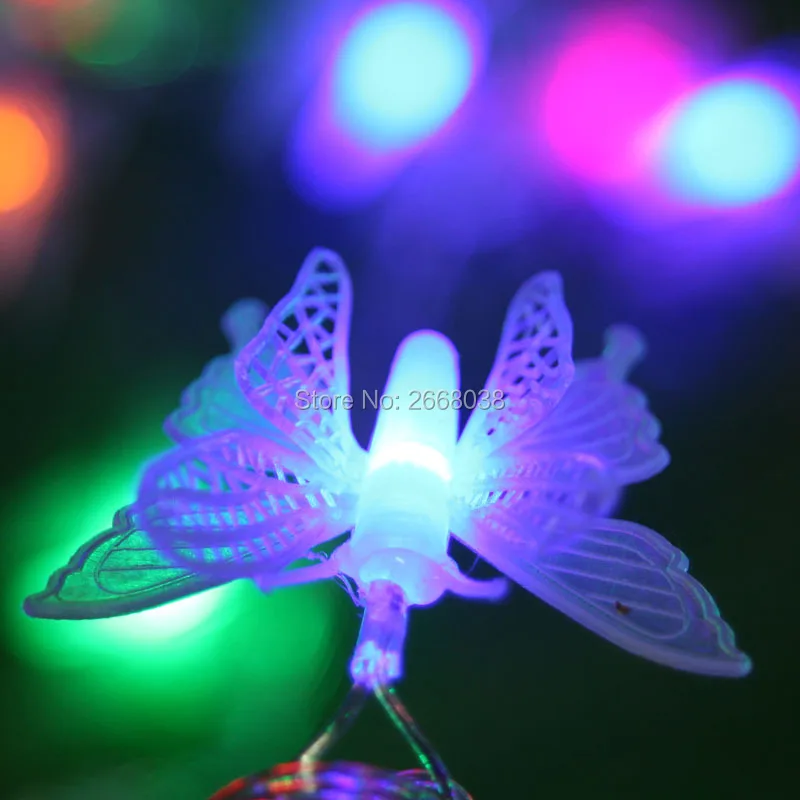 font b String b font Lights Outdoor 16ft 40LED Butterfly Multicolor Waterproof Fairy Blossom Flower