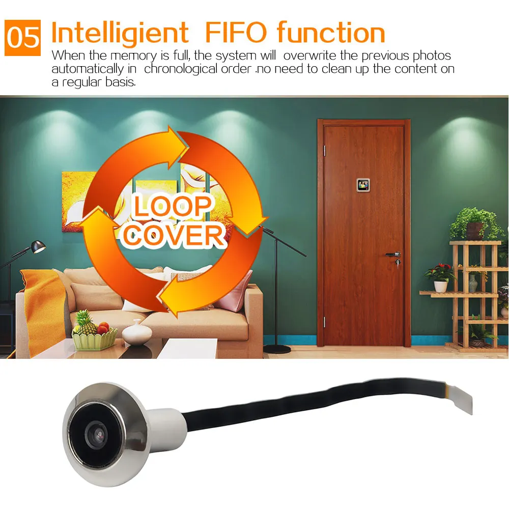 

Smart Visual Doorbell 2.4inch Peephole Viewer HD Screen 120 Degrees Wide Angle Security SL@88