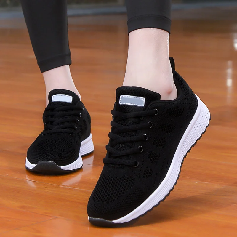 

Fast Delivery Women Fashion Light Walking Sneakers Mesh Breathable Lace Up Shoes Flat Platform Casual Lady Shoes Tenis Feminino