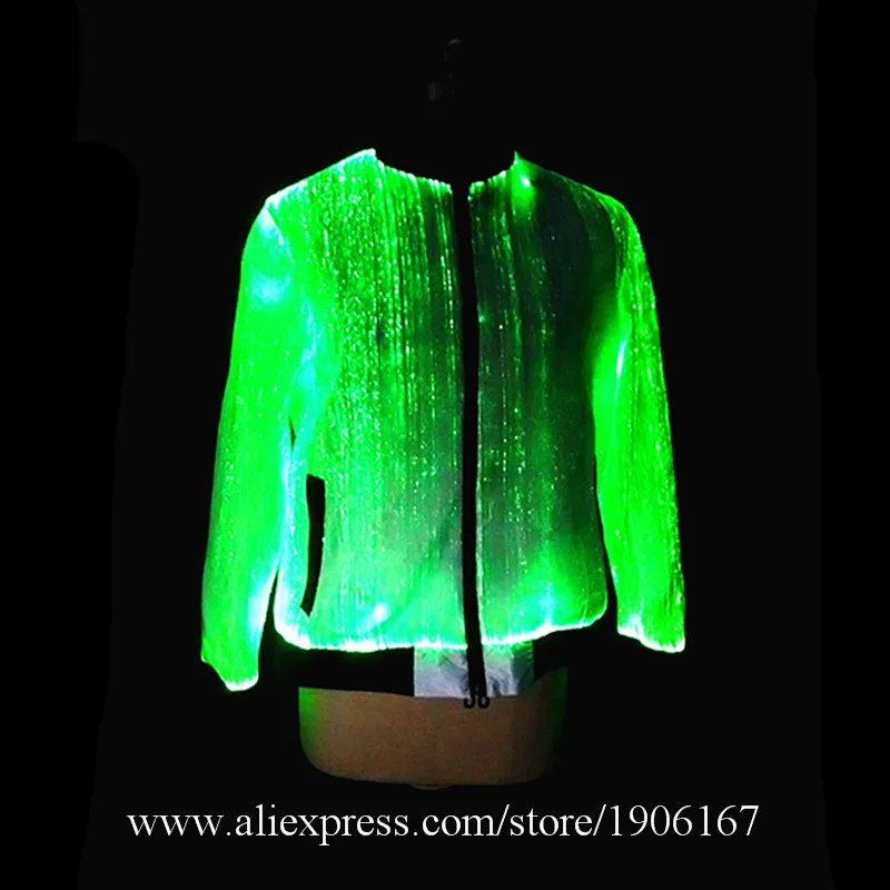 Светодиодные красочные светящиеся волоконно-оптические одежды Светодиодный светильник ing маскарадный сценический танец носит светодиодный светильник вечерние куртки - Цвет: Green