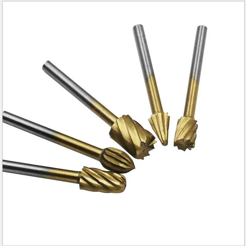 

10Pcs HSS Titanium Routing Rotary Milling Rotary File Cutter Wood Carving Carved Knife Cutter Tools Accessories