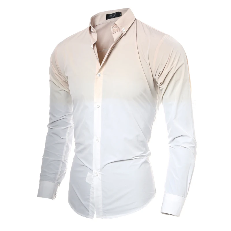 Sólido camisa de manga larga de impresión de hombre camisa