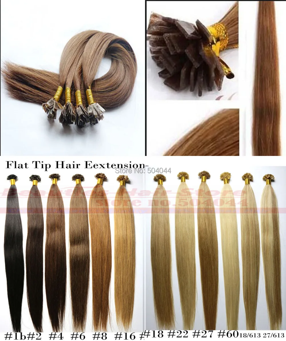 free shipping 18" 28" 100 indian human remy hair Pre Bonded flat tip