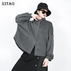 [XITAO] для женщин осень 2018 г. Корея Мода Новый для женщин отложной воротник длинный рукав рубашка Женский сплошной цвет Кнопка Блузка ZLL2531