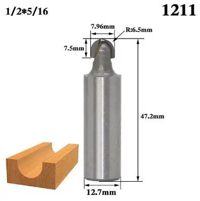 1 шт. 6,35 мм 12,7 мм 1/" 1/4" для конических фрез со сферическим концом; двойное обрамление; быстроходный деревообрабатывающий фрезерный станок бит фрезы для дерева бит коробки бухточки - Длина режущей кромки: NO 11