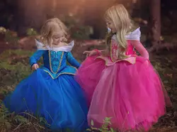 Розничная продажа; платье принцессы; Детские платья; летнее платье; платье Эльзы; коллекция 2016 года; вечерние платья принцессы Авроры; цвет