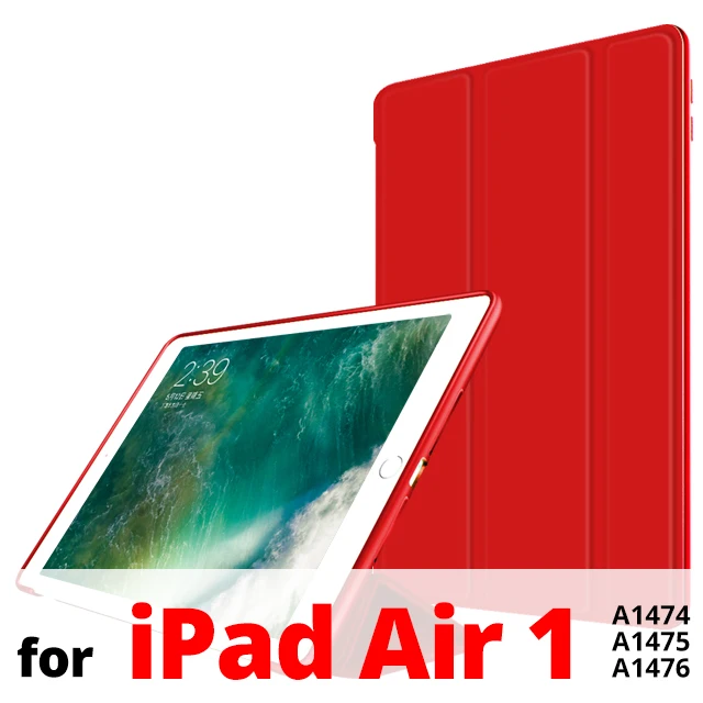 Умный чехол для iPad Air 2 Air 1 9,7 с магнитной подставкой, силиконовая Мягкая задняя крышка из ТПУ для iPad 5 6 из искусственной кожи чехол для iPad Air 2 Чехол - Цвет: Red for Air 1