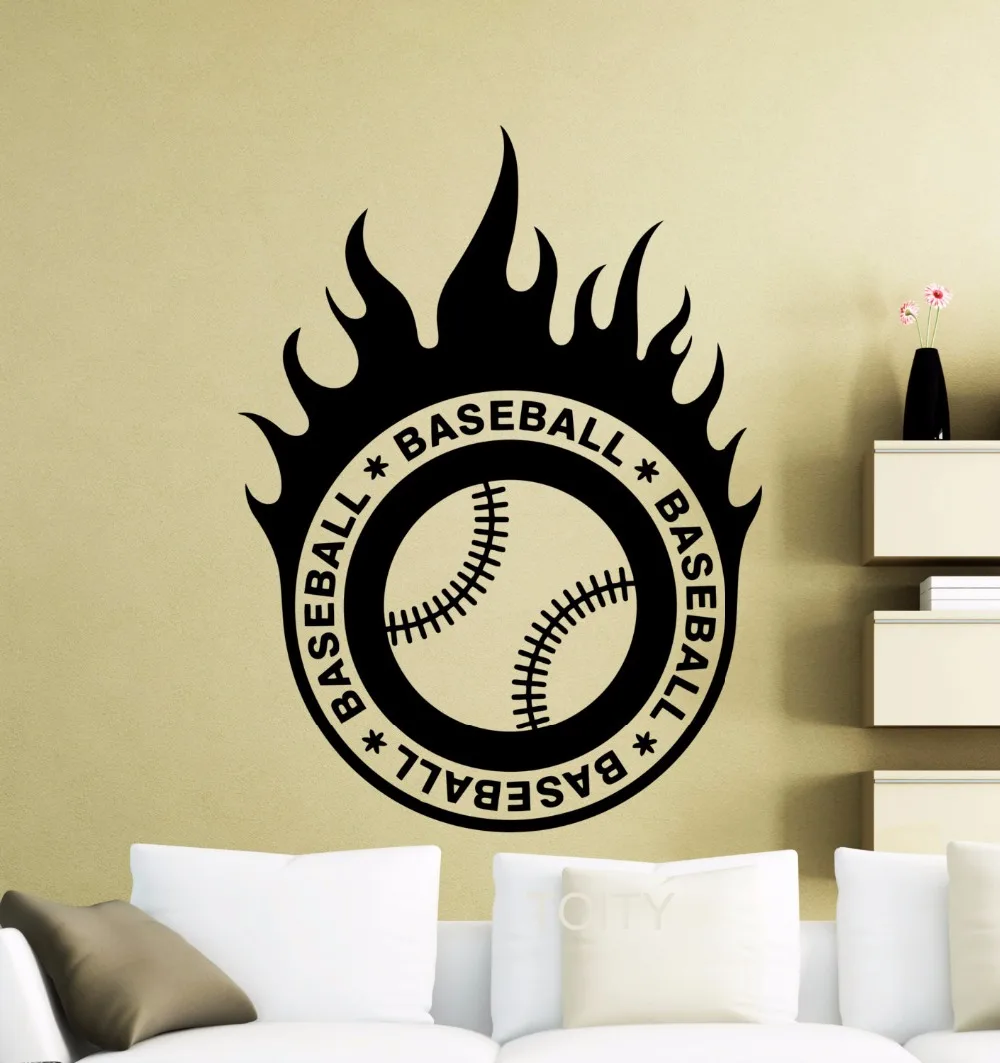 Buy Burning Baseball Ball Logo Wall Sticker Sport