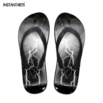 

INSTANTARTS Summer Men's Casual Flip Flops Wear-resistant Beach Sandals Rubber Flat Shoe Slippers for Teenagers Man Men Slippers