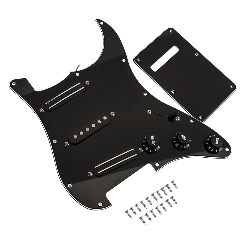 3 Ply Electric Guitar Prewired Loaded Pickup Pickguard Scratch Plate with Back Cover Mounting Screws