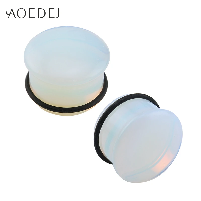 

AOEDEJ 4-18mm Opal Stone Ear Stretchers Plugs and Tunnels With O-Ring Ear Plug Piercing Tunnels In The Ears Flare Ear Gauges Kit