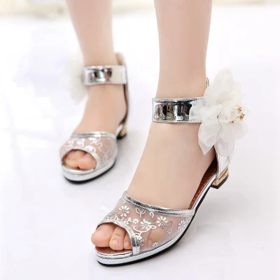 silver high heels for kids