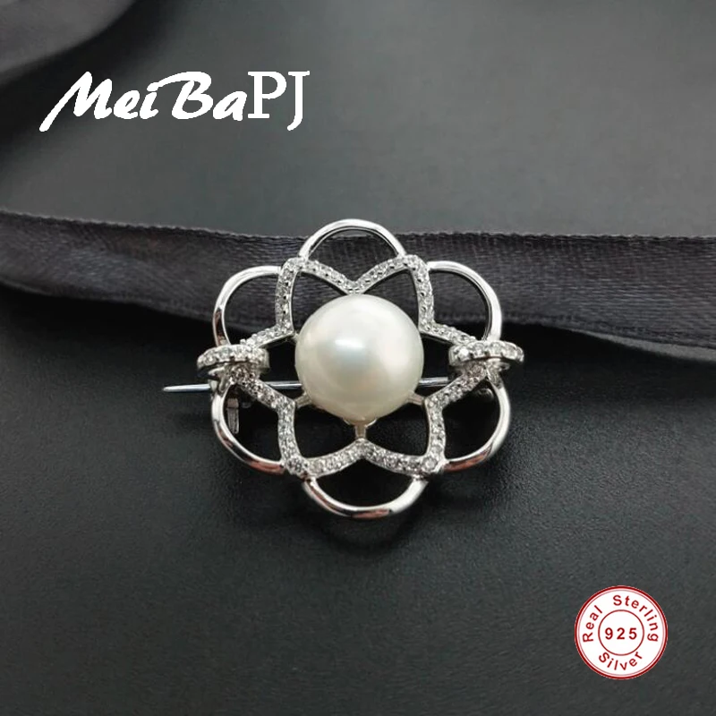 

[MeibaPJ]Natural Pearl Luxurious Flower Brooch S925 Solid Silver Corsage Ornaments Fine Workmanship Jewelry For women's Gift