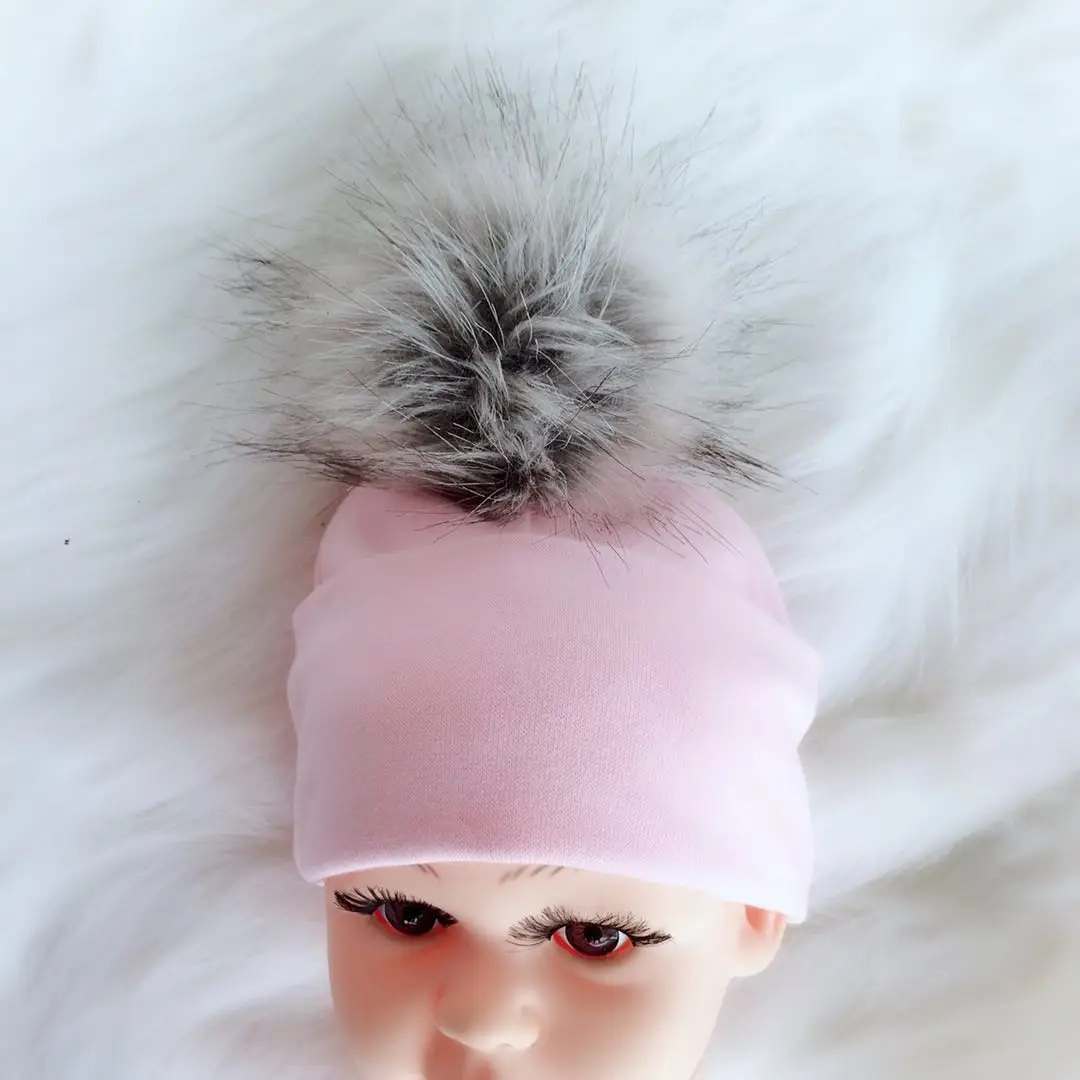 

baby hat newborn photography prop baby toddler raccoon hat faux fur pompoms beanie raccoon fur hat caps for girls and boys