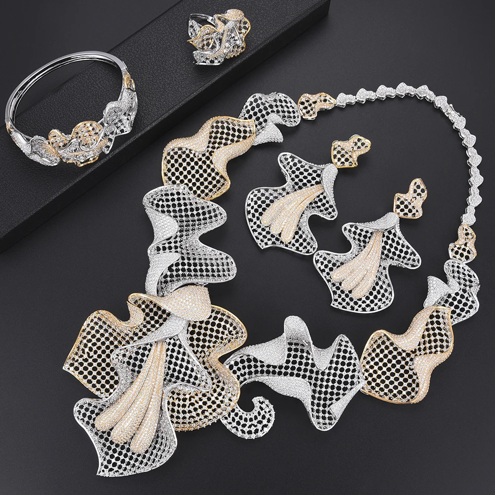 

missvikki Cute Romantic Clear Crystal CZ Sterling Silver Jewelry Set Women Wedding Stage Performance Prom Party Accessories