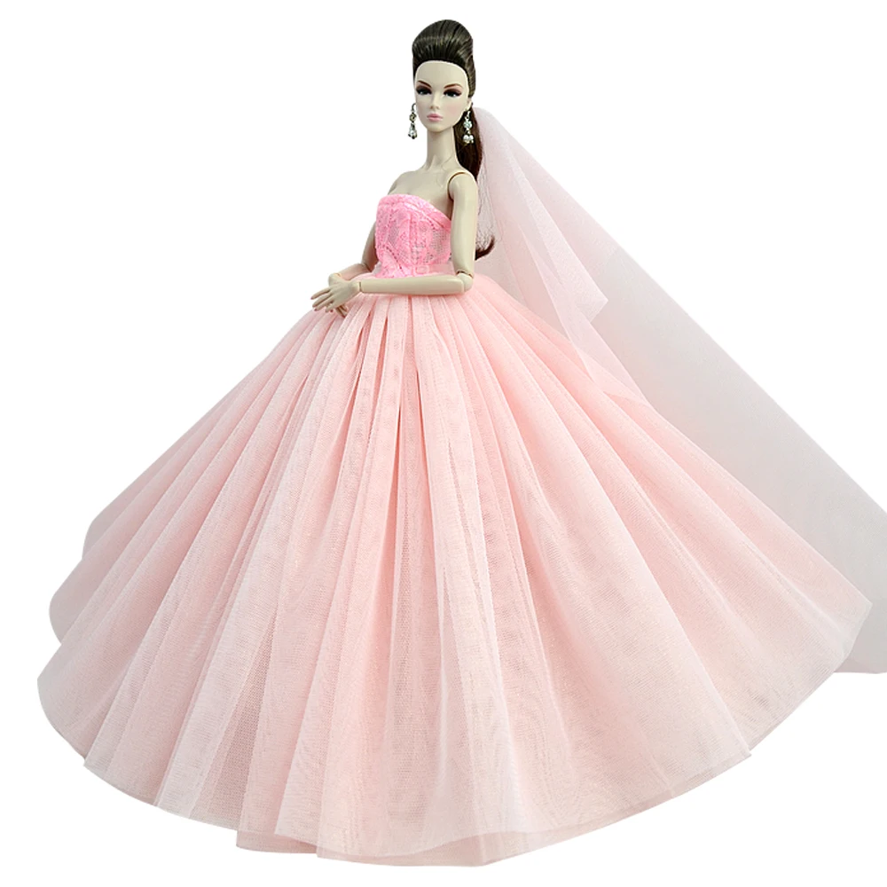 

NK 1 Pcs 2019 Princess Wedding Dress Noble Party Gown For Barbie Doll Fashion Design Outfit Best Gift For Girl' Doll 011I