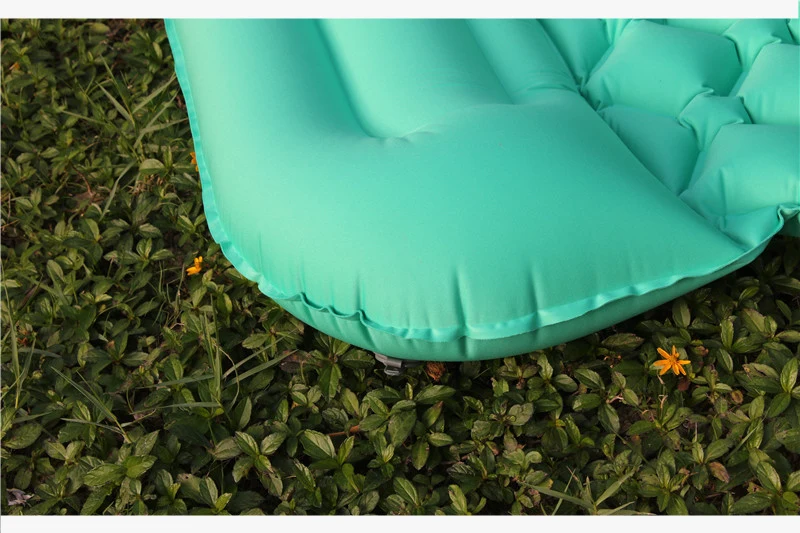 Cama de ar Pessoa tipo Pedal Dupla Inflação Automática Acampamento Colchão ar Dobrável Almofada Dormir Esteira Tenda 195*116*6cm 7 Esporte e Lazer