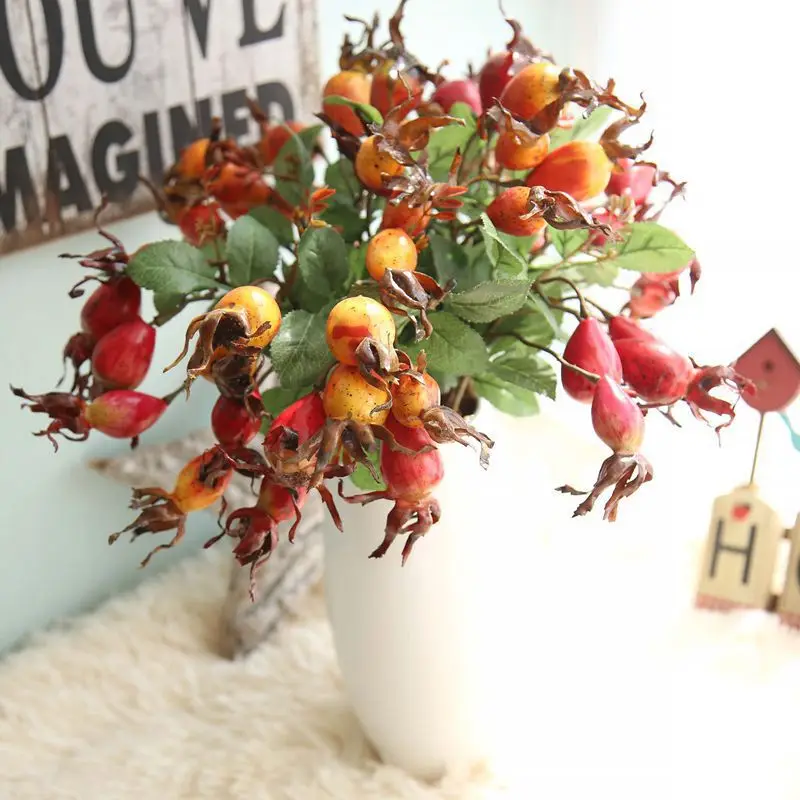 

Fake Pomegranate Red Bean Fruit Small Berries Artificial Flowers Cherry Stamen Wedding Christmas Scene Home Decoration SF86714