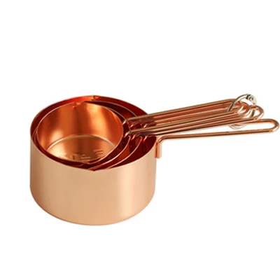 Мерные чашки и нержавеющая сталь для ложек мерная ложка набор жидкой муки порошок кофе совок весы кухонные измерительные инструменты - Цвет: Rose Gold