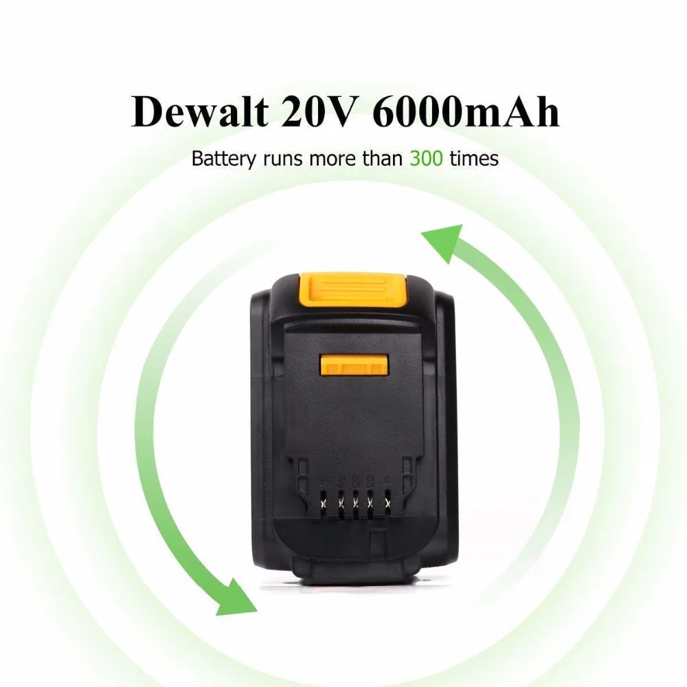 VANON 2 шт. для Dewalt 20 в 6000 мАч DCB200 литий-ионная аккумуляторная батарея для электроинструментов Max XR 6.0Ah литий-ионный DCB204 DCD740 DCD780