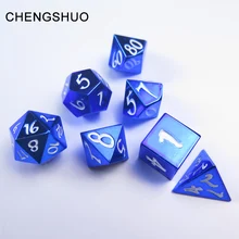 Chengshuo dnd dice sets metal polyhedral rpg dungeons and dragons product d20 10 6 8 12 blue table games dices aluminum digital 