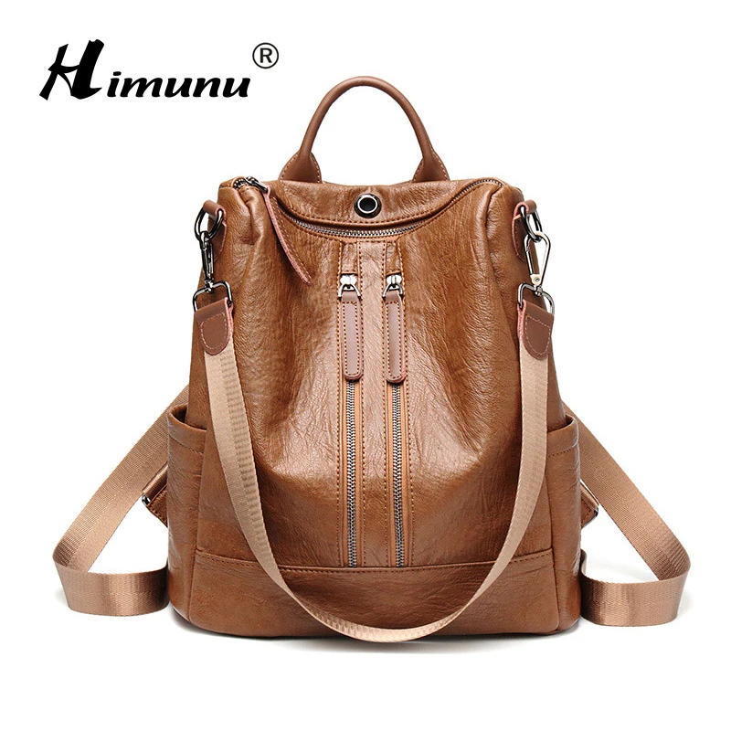 

[HIMUNU] New Women PU Backpacks Fashion Female Shoulder Bags Sac a Dos Travel Ladies Bagpack Mochilas School Bags For Girls