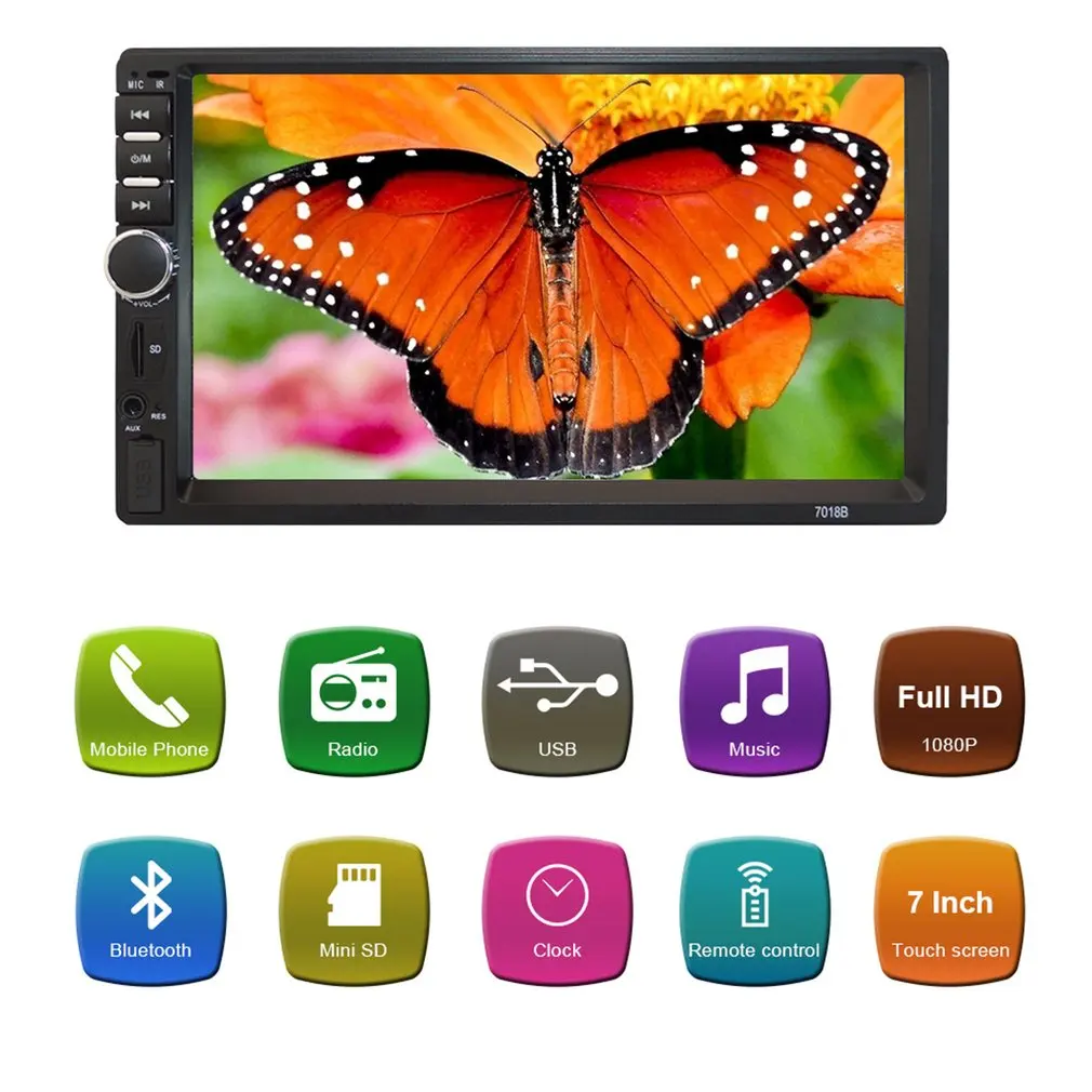 

7018B 2 Din 7" Touch Screen Car MP5 Player Audio Stereo FM Radio Bluetooth MP3 Player Support TF Multimedia Player