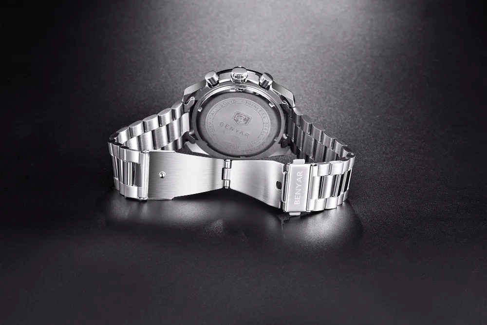 BENYAR Новый Повседневное Мода хронограф Часы из нержавейки Для мужчин высококачественные деловые кварц мужской наручные Relogio Masculino