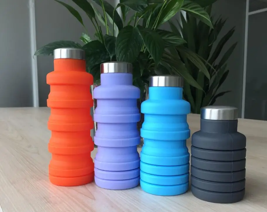 Wholesale 550ml Food grade silicone adjustable volume Water Bottle