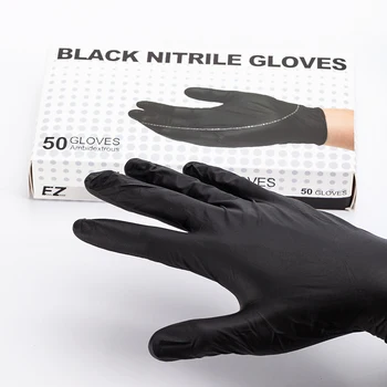 

EZ Black Nitrile Gloves Powder Free Gloves Disposable Gloves Nitrile Oil S M L XL for Medical Tattooing& Body Piercing 50pcs/box