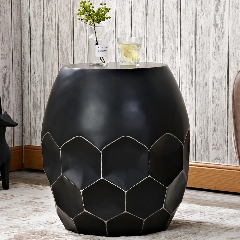 Nordic sofa side living room corner bronze drums fashion creative side table personality bedside modern minimalist small table