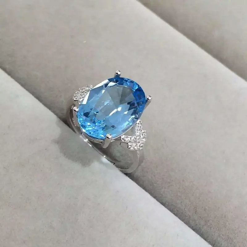 Qi Xuan_Blue Stone модные ювелирные изделия Rings_Finger Rings_S925 Твердые серебряные модные синие кольца производитель прямые продажи