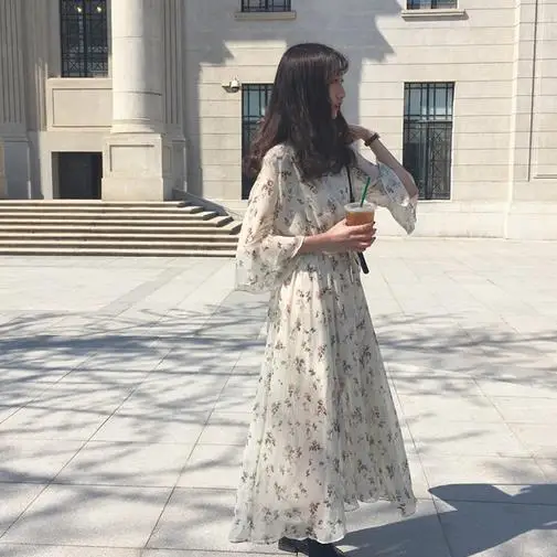 Женское шифоновое платье с короткими рукавами и цветочным принтом большие