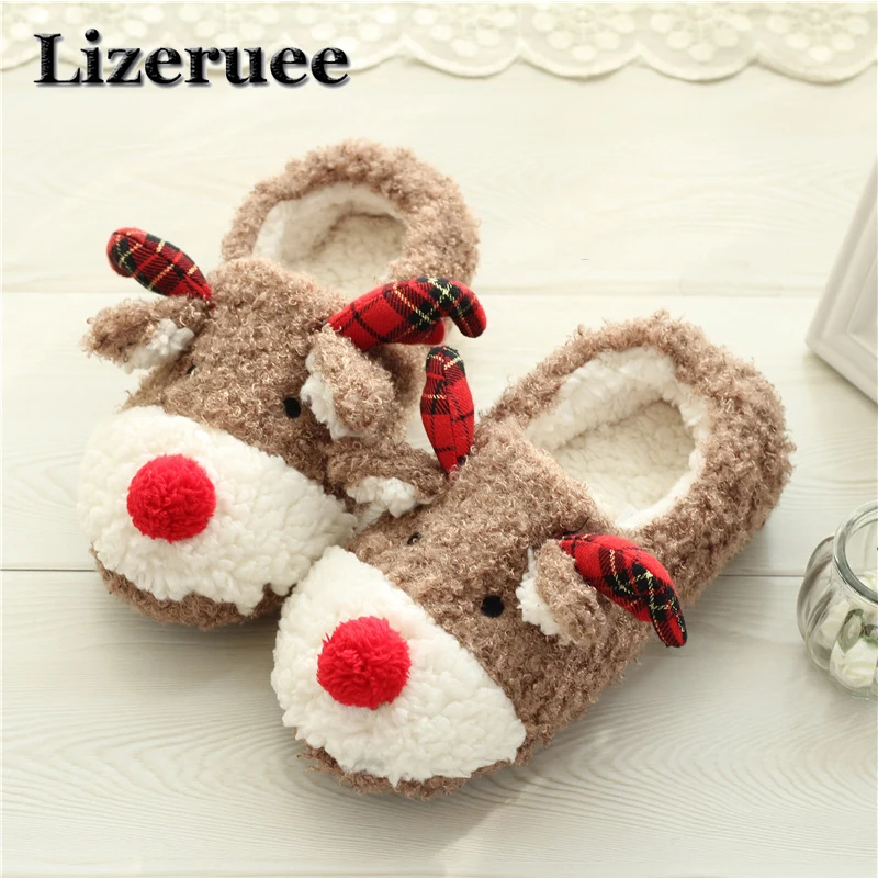 

New Women Winter Cute Cartoon Short Plush Slippers Women Home Indoor Floor Soft Velvet Ladies Flat Non-slip Slippers KS274