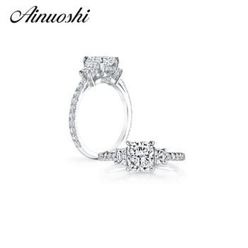 

AINUOSHI 3 Carat Cushion Cut Ring Hight Setting Zircon 925 Solid Sterling Silver Anillos Women Wedding Engagement Bridal Band