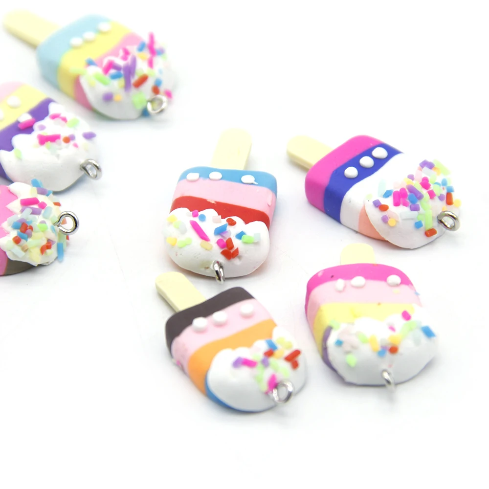 David accessories 32x17mm Cake Ice cream Polymer Clay For Decoration Supply Gift Pendant 25pcs,DIY Handmade Accessories,25Yc5559