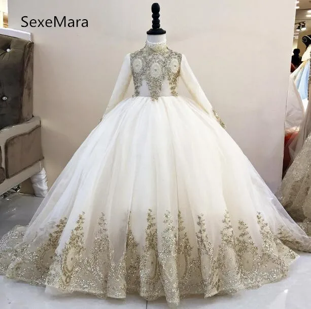 

Luxury Real Pictures Flower Girl Dresses for Wedding Beading Lace Kids Dress Pageant Dress Girls Birthday Party Gown Custom Made