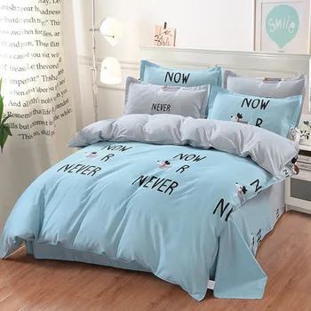 

Cartooon Alphabet Bedding Set Bed Linen Set 4/3 pcs soft Bed Sheet Duvet Cover Blue Fashion trend bedclothes pilloww case