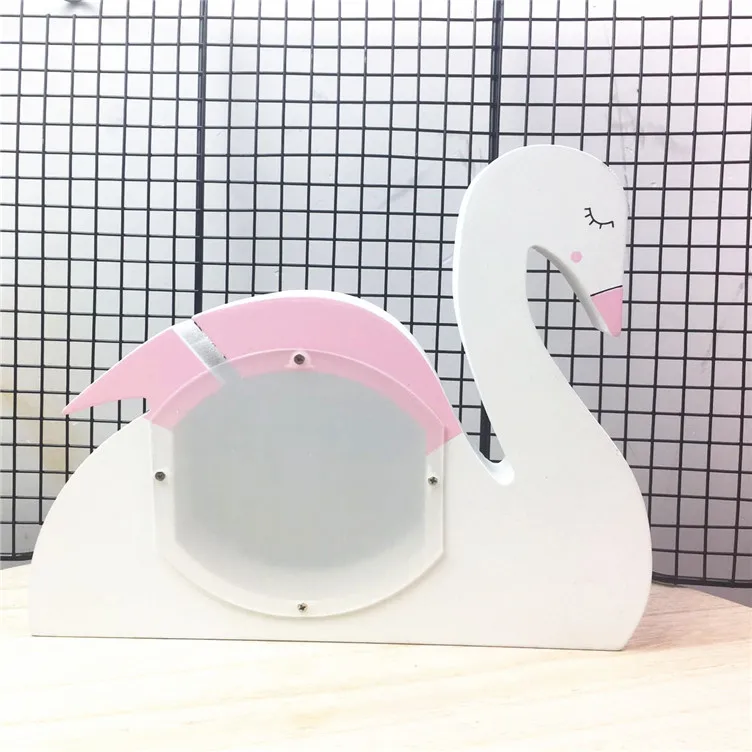 Коробки для денег деревянная лебедь форма детская комната украшение домашний декор - Цвет: Pink Swan Money Boxe