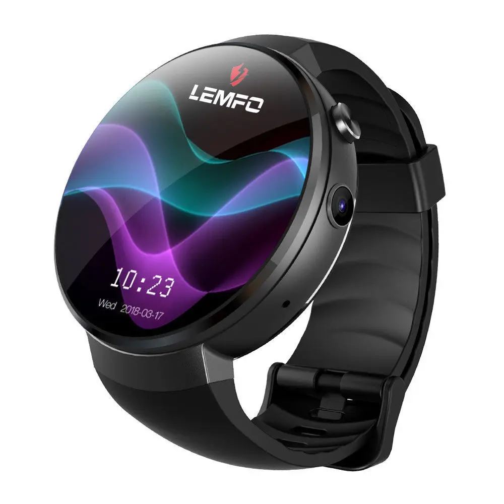 LEM7 LTE 4G частота сердечных сокращений GPS WiFi OLED Смарт-часы 1 Гб+ 16 Гб 2МП камера смартфона для Android iOS - Цвет: Черный