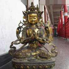 Xd 003115 2" Огромный Тибет Старый Бронзовый Четыре Руки Руки Авалокитешвара Кван юн Статуя Будды