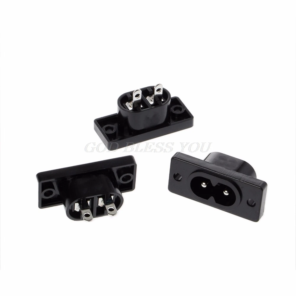 

5PCS/1 Set IEC320 C8 Power Plug Black 2 Terminal Plug Power AC Input Socket 250 V 2.5A Hot New