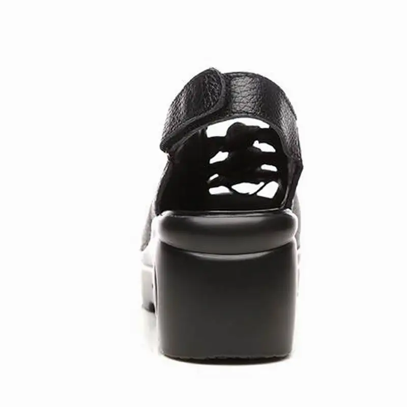 GKTINOO Genuine Leather Shoes Summer Women Sandals 2019 Elegant Comfortable Women Shoes Fashion Sandals Platform Wedges Sandals