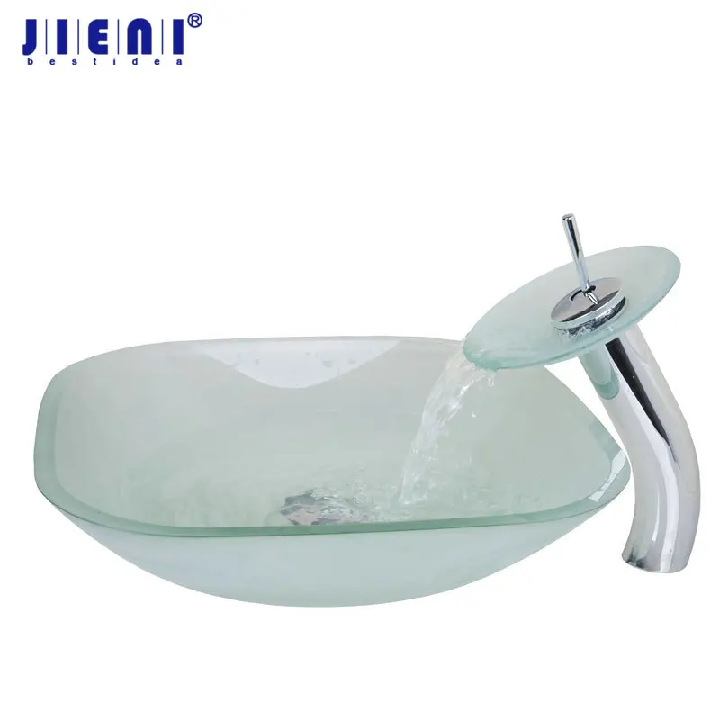 Countertop Sinks Square Bathroom Victory Vessel Washbasin Tempered Glass Sink With Chrome
