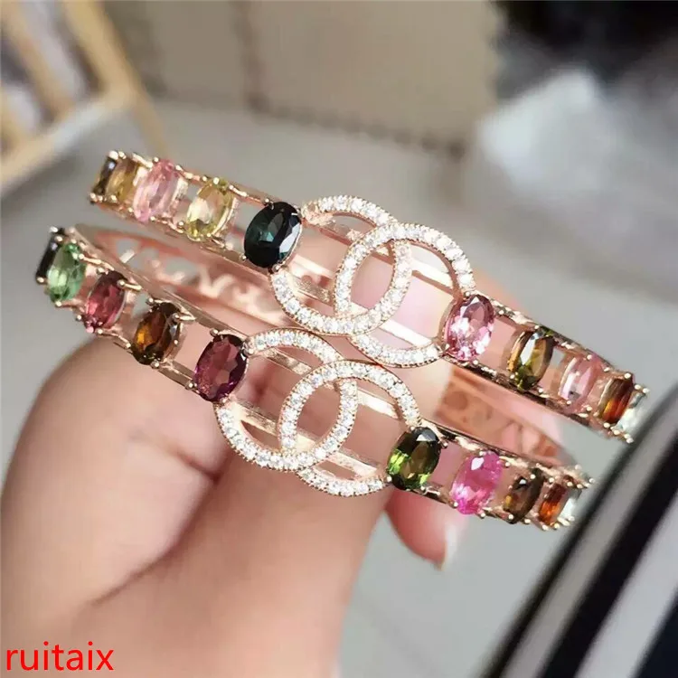 

KJJEAXCMY fine jewelry s925 silver natural tourmaline diamond bracelet inlaid with jewelry.