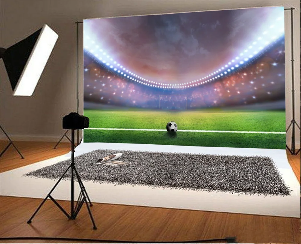 Laeacco Football Field Light Bokeh Photography Backgrounds Digital Customized Photographic Backdrops For Photo Studio