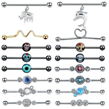 1 шт. сталь 14 г промышленные пирсинг штанги ушной хрящ спиральные пирсинг длинные серьги пирсинг Бар леса тела ювелирные изделия